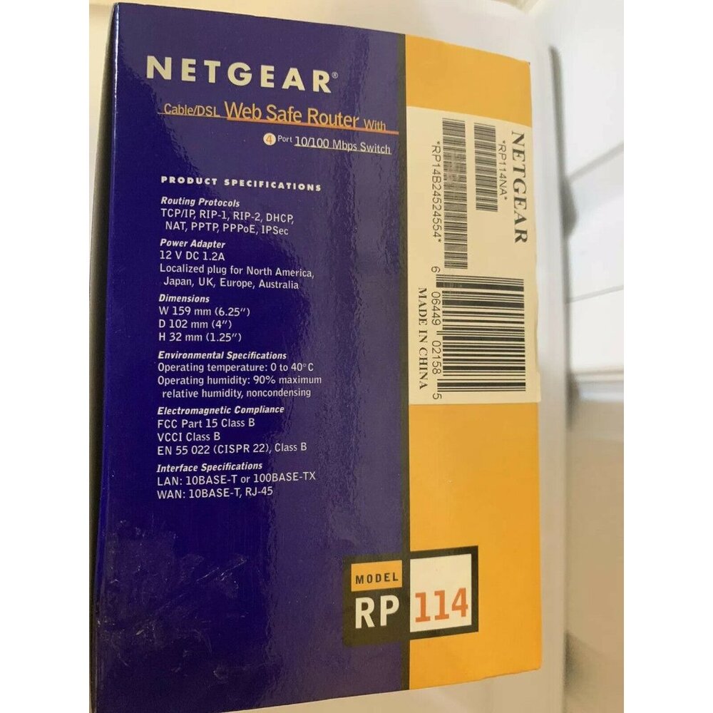 Netgear RP114 Web Safe Cable DSL Router 100 Mbps 4-Port 10/100 Switch Open Box - Picture 7 of 11